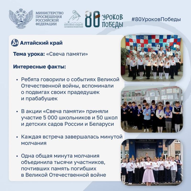 Продолжаем рассказывать о вкладе регионов страны в Великую Победу на «80 уроках Победы»! Продолжаем рассказывать о вкладе регионов страны в Великую Победу на «80 уроках Победы»!
