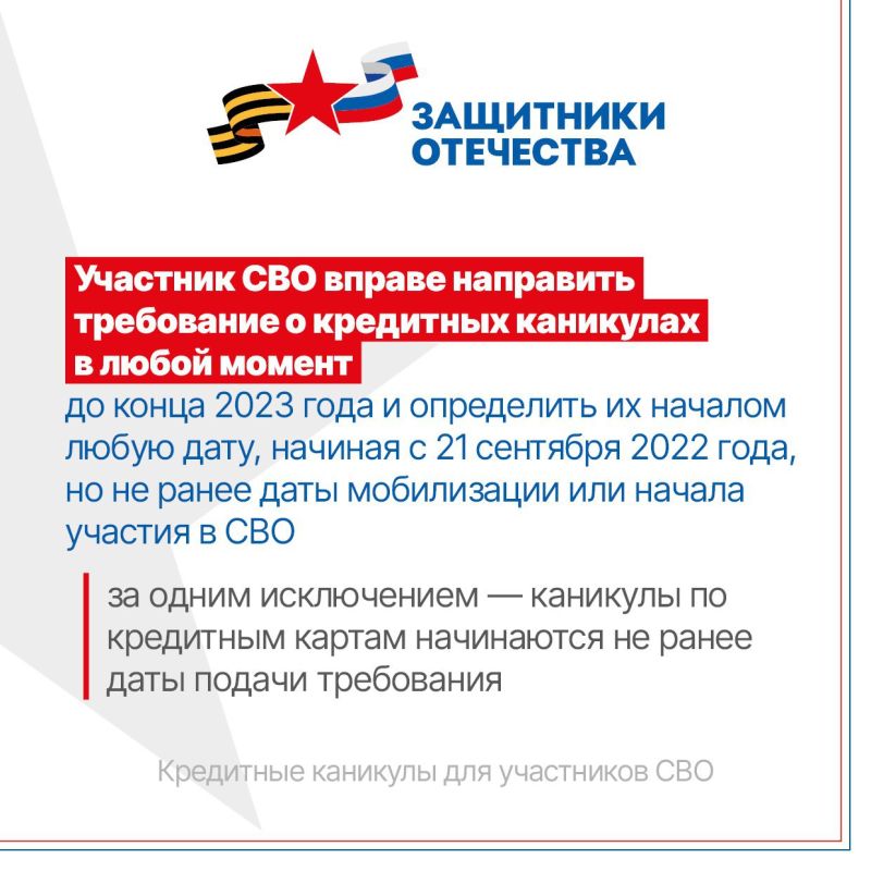 Владимир Трегуб: Что такое кредитные каникулы для мобилизованных и участников СВО? По каким кредитам мобилизованные и другие участники СВО могут получить кредитные каникулы? Владимир Трегуб: Что такое кредитные каникулы для мобилизованных и участников СВО? По каким кредитам мобилизованные и другие участники СВО могут получить кредитные каникулы?