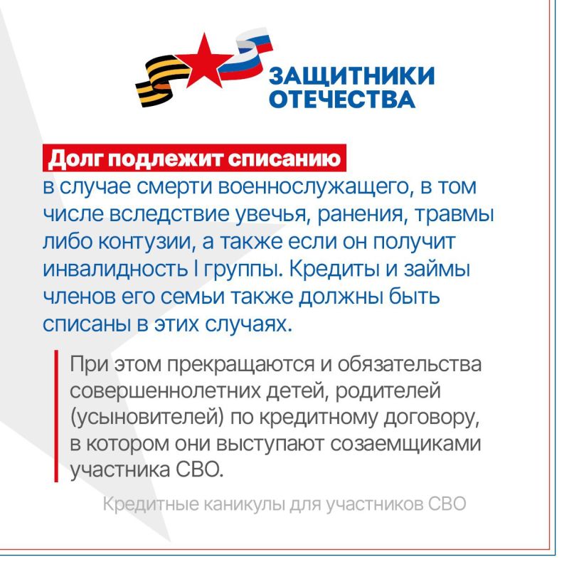 Что такое кредитные каникулы для мобилизованных и участников СВО? По каким кредитам мобилизованные и другие участники СВО могут получить кредитные каникулы? Что такое кредитные каникулы для мобилизованных и участников СВО? По каким кредитам мобилизованные и другие участники СВО могут получить кредитные каникулы?