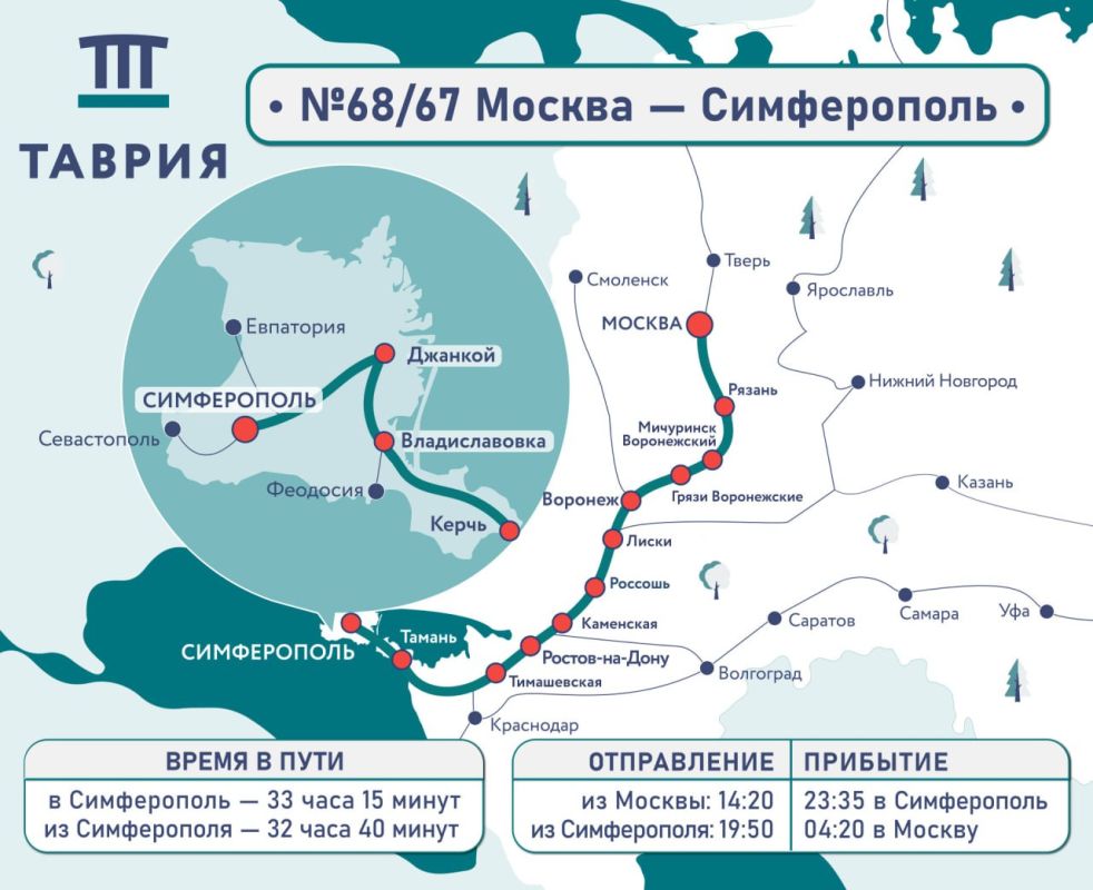 Поезд №68/67 сообщением Москва – Симферополь появился в расписании недавно, но благодаря разнообразию классов обслуживания и новым вагонам полюбился пассажирам Поезд №68/67 сообщением Москва – Симферополь появился в расписании недавно, но благодаря разнообразию классов обслуживания и новым вагонам полюбился пассажирам