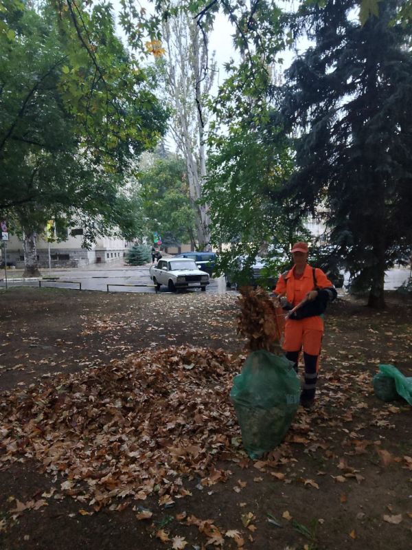Несмотря на дождливую погоду сотрудники МБУ «Город» продолжают работы по уборке улиц и общественных территорий крымской столицы Несмотря на дождливую погоду сотрудники МБУ «Город» продолжают работы по уборке улиц и общественных территорий крымской столицы