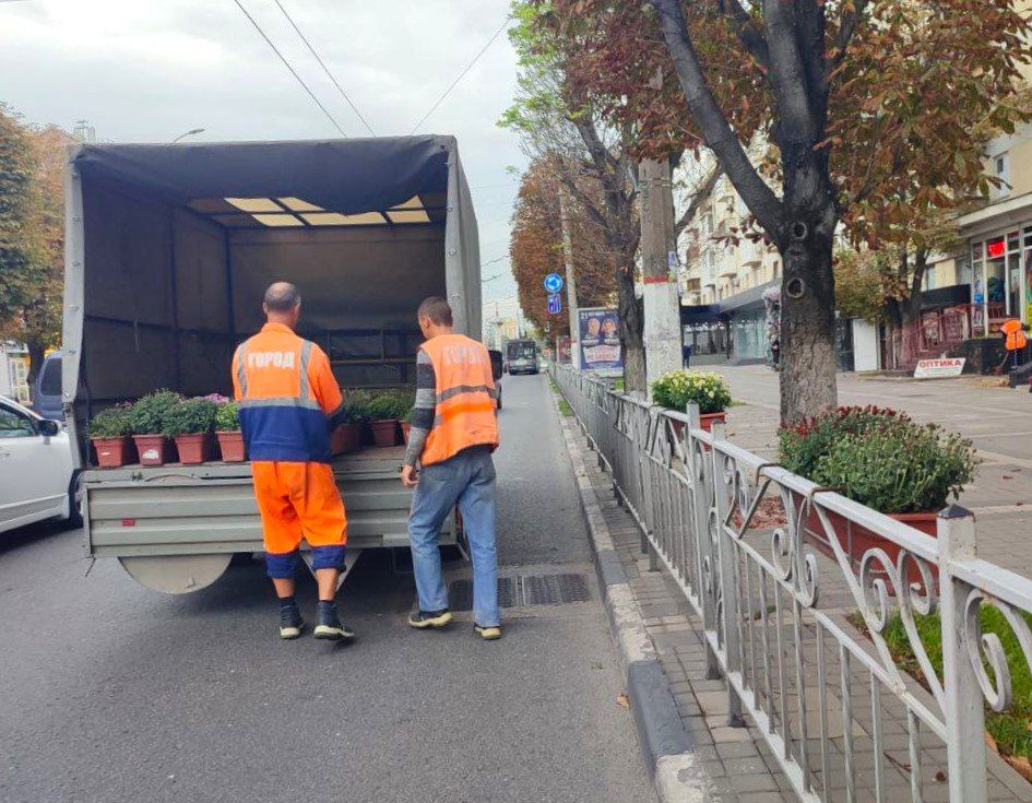 В столице Крыма продолжаются работы по установке кашпо с хризантемами В столице Крыма продолжаются работы по установке кашпо с хризантемами