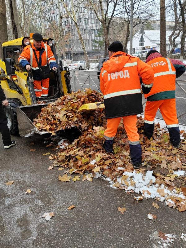 С раннего утра дворники МБУ «Город» убирают снег и обрабатывают реагентом тротуары, пешеходные дорожки и остановки общественного транспорта в Симферополе С раннего утра дворники МБУ «Город» убирают снег и обрабатывают реагентом тротуары, пешеходные дорожки и остановки общественного транспорта в Симферополе