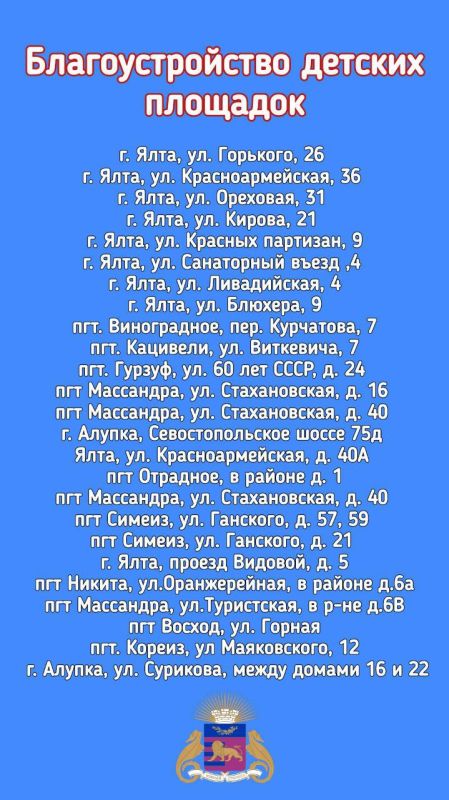 Янина Павленко: 100 миллионов рублей выделяются Ялте на асфальтирование дворовых территорий и благоустройство детских площадок Янина Павленко: 100 миллионов рублей выделяются Ялте на асфальтирование дворовых территорий и благоустройство детских площадок