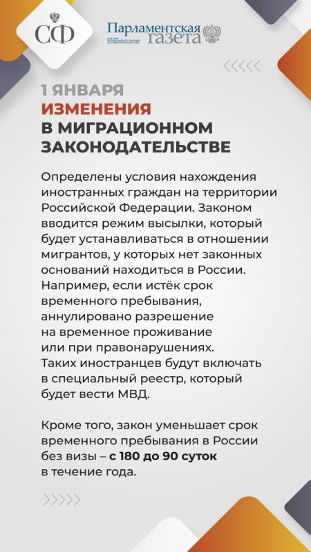 Вторая часть карточек Совета Федерации о вступающих в силу законах с 1 января 2025 года Вторая часть карточек Совета Федерации о вступающих в силу законах с 1 января 2025 года