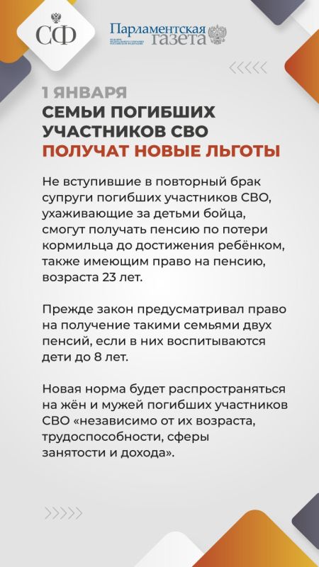 Вторая часть карточек Совета Федерации о вступающих в силу законах с 1 января 2025 года Вторая часть карточек Совета Федерации о вступающих в силу законах с 1 января 2025 года