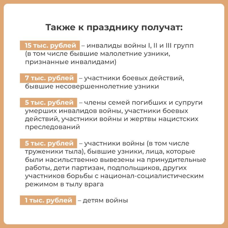 Президент России Владимир Путин подписал указ о единовременных выплатах в честь 80-летия Победы в Великой Отечественной войне Президент России Владимир Путин подписал указ о единовременных выплатах в честь 80-летия Победы в Великой Отечественной войне
