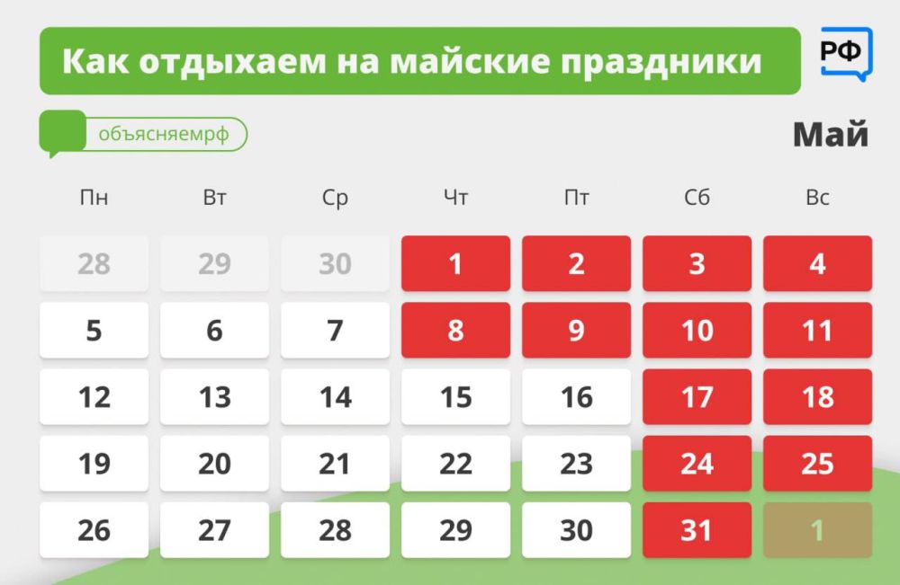 Антон Кравец: Финишная прямая перед майскими выходными! Скоро нас ждут целых 8 дней отдыха: