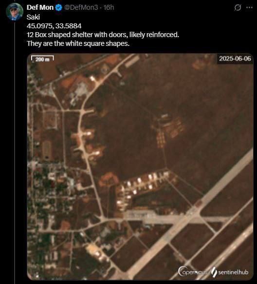 ВС РФ, вероятно, строят укрытия для самолетов на 14 авиабазах после атак украинских дронов, — OSINT-аналитик Def Mon в X ВС РФ, вероятно, строят укрытия для самолетов на 14 авиабазах после атак украинских дронов, — OSINT-аналитик Def Mon в X