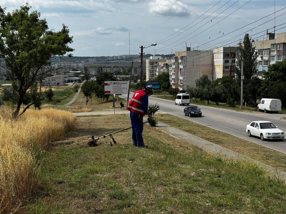 В Керчи продолжается покос травы