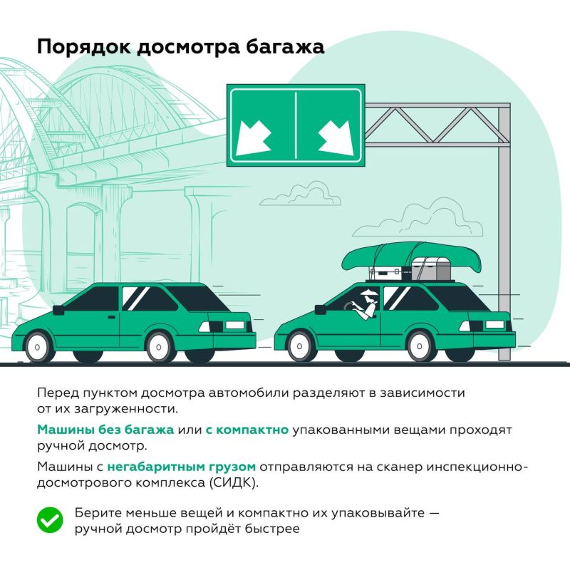 Крымский мост: все посты досмотра задействованы на 100 % Крымский мост: все посты досмотра задействованы на 100 %