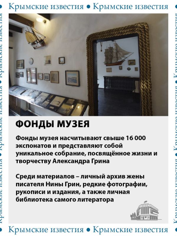 55 лет сегодня исполнилось Феодосийскому литературно-мемориальному музею Александра Грина 55 лет сегодня исполнилось Феодосийскому литературно-мемориальному музею Александра Грина