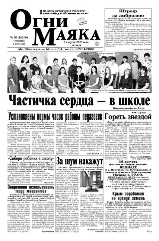 Свежая подборка первых полос районных газет Крыма Свежая подборка первых полос районных газет Крыма