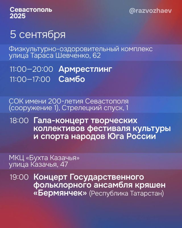 Завтра в Севастополе стартует 16-й Фестиваль культуры и спорта народов Юга России Завтра в Севастополе стартует 16-й Фестиваль культуры и спорта народов Юга России