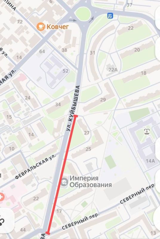 Завтра в Симферополе для обрезки деревьев перекроют участок улицы Куйбышева