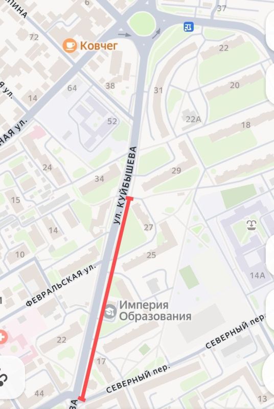 Завтра в Симферополе будет перекрыт участок дороги на улице Куйбышева из-за обрезки деревьев