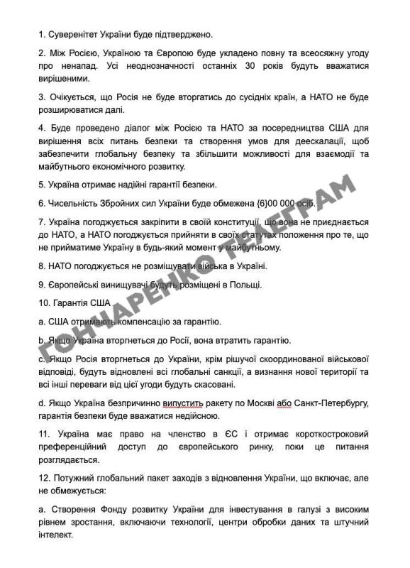 СМИ публикуют те самые "28 пунктов мирного плана США":