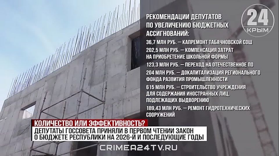 В Крыму приняли в первом чтении закон о бюджете региона на следующий год