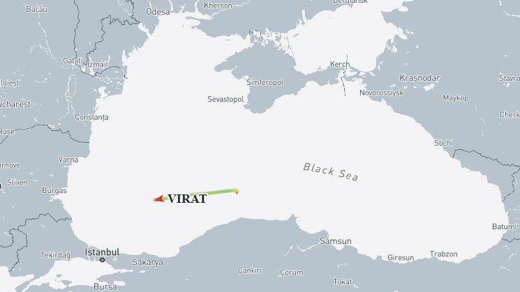 Также сообщают, что в Черном море произошла атака на танкер "VIRAT" (IMO 9832559), следовавший под флагом Гамбии в направлении Турции Также сообщают, что в Черном море произошла атака на танкер "VIRAT" (IMO 9832559), следовавший под флагом Гамбии в направлении Турции