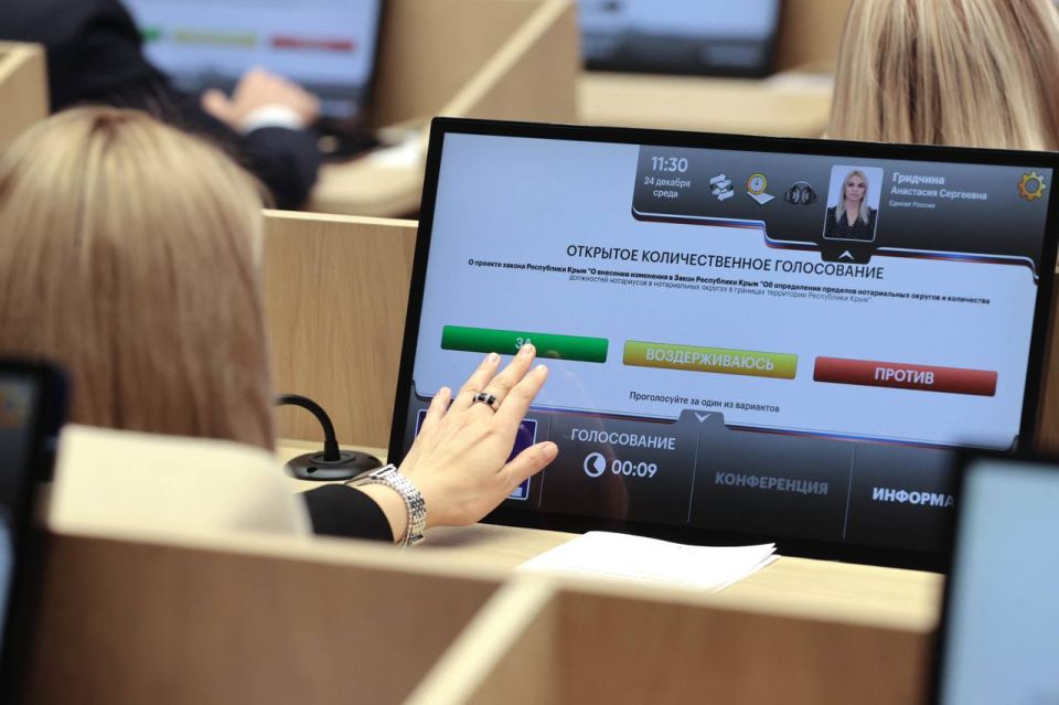 Анастасия Гридчина: 24 декабря состоялось заключительное заседание третьей сессии Государственного Совета Республики Крым под председательством главы крымского парламента Владимира Константинова Анастасия Гридчина: 24 декабря состоялось заключительное заседание третьей сессии Государственного Совета Республики Крым под председательством главы крымского парламента Владимира Константинова