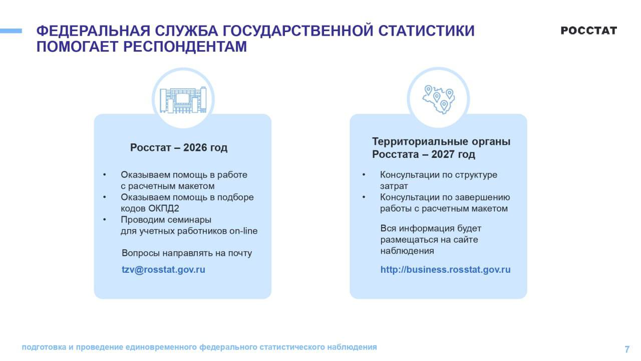 Вниманию сельхозтоваропроизводителей! Росстат начинает подготовку к федеральному статистическому наблюдению «Затраты-выпуск» за 2026 год Вниманию сельхозтоваропроизводителей! Росстат начинает подготовку к федеральному статистическому наблюдению «Затраты-выпуск» за 2026 год