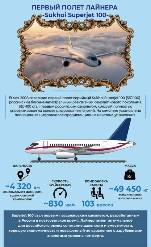 Исторический полет: 18 лет назад в небо поднялся российский лайнер Sukhoi Superjet 100