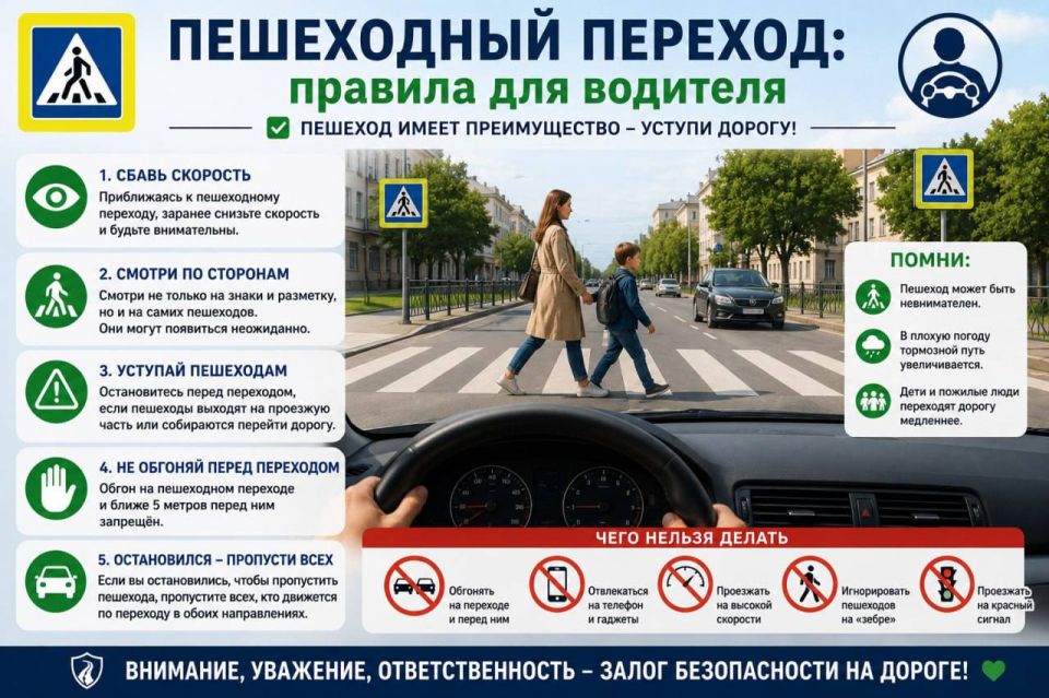 Пешеходный переход: правила для водителя
