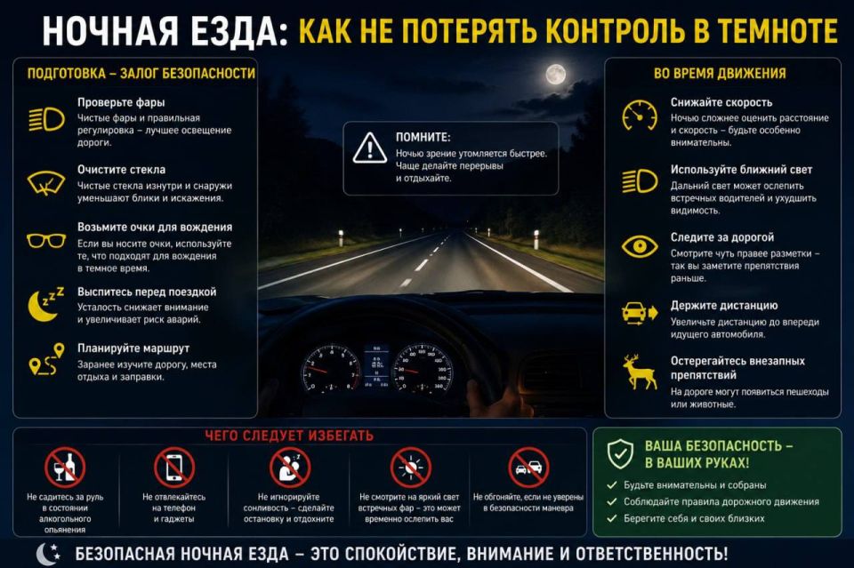 Ночная езда: как не потерять контроль в темноте
