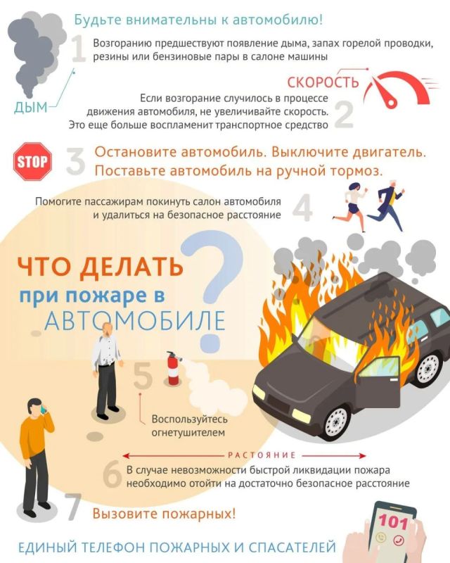 МЧС Республики Крым напоминает об алгоритме действий при пожаре в транспортных средствах