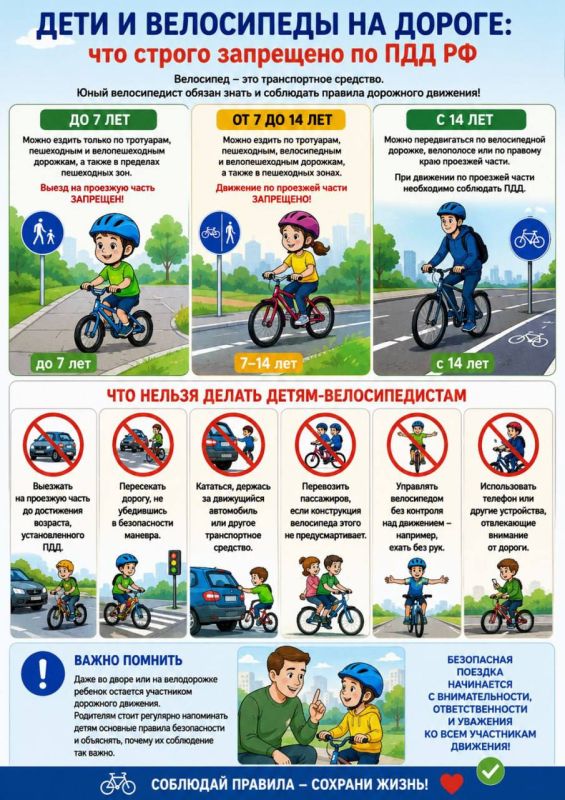 Дети и велосипеды на дороге: что строго запрещено по ПДД РФ