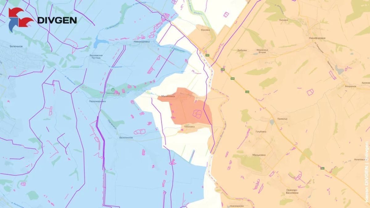 Изменение линии фронта в районе освобождённой сегодня Малиновки нанёс на карту "DivGen"