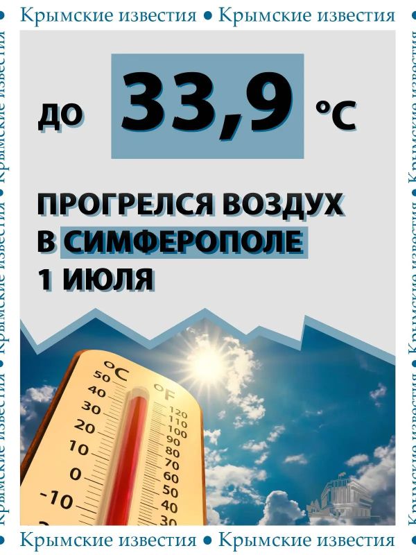Температурный рекорд в Симферополе: 1 июля воздух в крымской столице прогрелся до +33,9 градусов