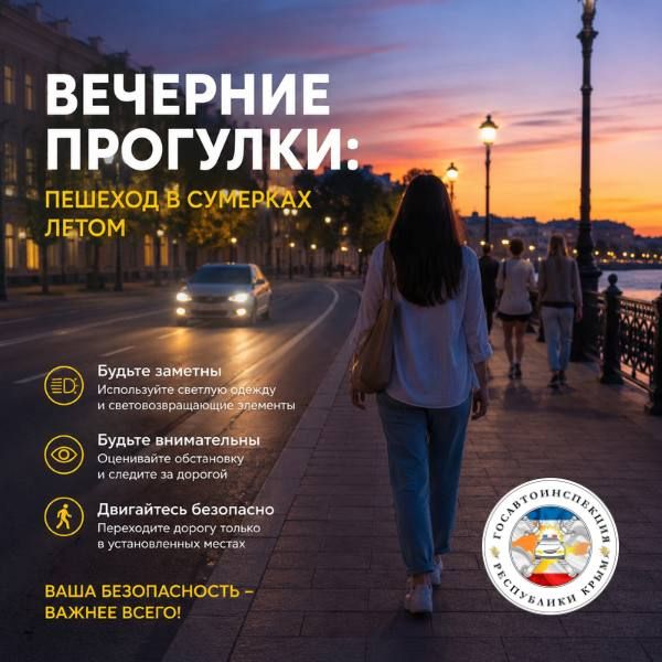 Вечерние прогулки: пешеход в сумерках летом