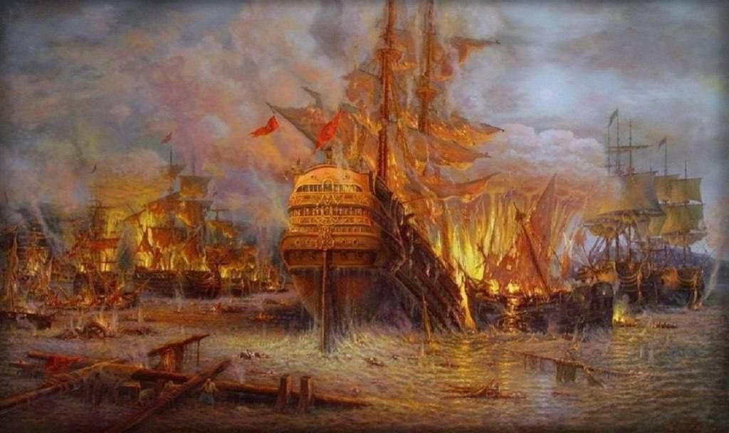 Роман Насонов: Чесменская Победа. 7 июля 1770 года славной победой Российского флота завершилось морское сражение в Чесменской бухте, итогом которого стал полный разгром турецкой эскадры, вдвое превосходящий своими силами...