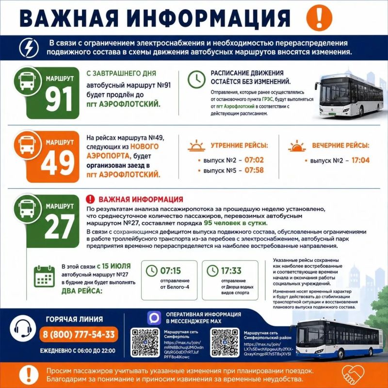 В Симферополе временно изменили схемы движения трёх автобусных маршрутов
