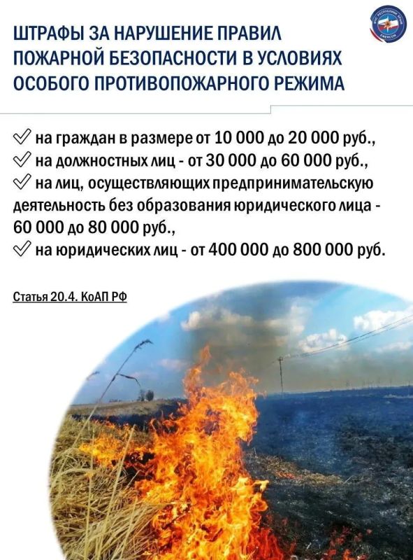 МЧС Республики Крым напоминает о том, что с 24 июня 2026 года на территории полуострова установлен особый противопожарный режим МЧС Республики Крым напоминает о том, что с 24 июня 2026 года на территории полуострова установлен особый противопожарный режим