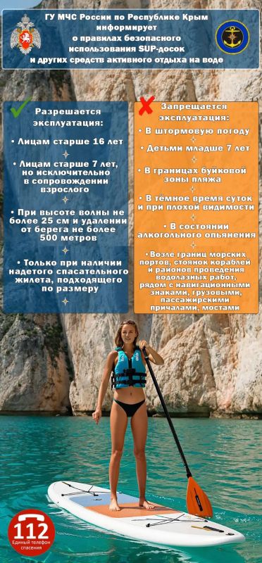 В Крыму инспекторы ГИМС МЧС России напоминают о правилах катания на сапбордах В Крыму инспекторы ГИМС МЧС России напоминают о правилах катания на сапбордах