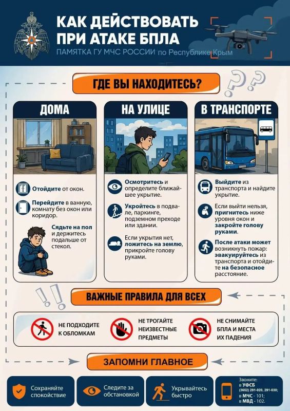 Как вести себя при атаке БПЛА – полезная информация от крымского главка МЧС России Как вести себя при атаке БПЛА – полезная информация от крымского главка МЧС России
