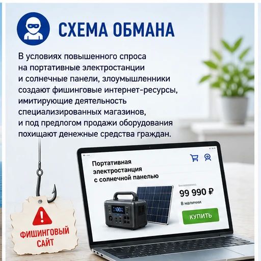МВД по Республике Крым напоминает: активизировались мошенники, предлагающие оборудование для автономного энергоснабжения МВД по Республике Крым напоминает: активизировались мошенники, предлагающие оборудование для автономного энергоснабжения