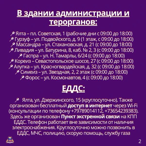 Адреса Центров содействия в Ялтинском регионе Адреса Центров содействия в Ялтинском регионе