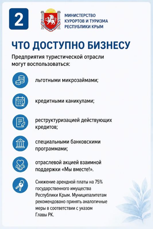 Меры поддержки турбизнеса Крыма в условиях ЧС Меры поддержки турбизнеса Крыма в условиях ЧС
