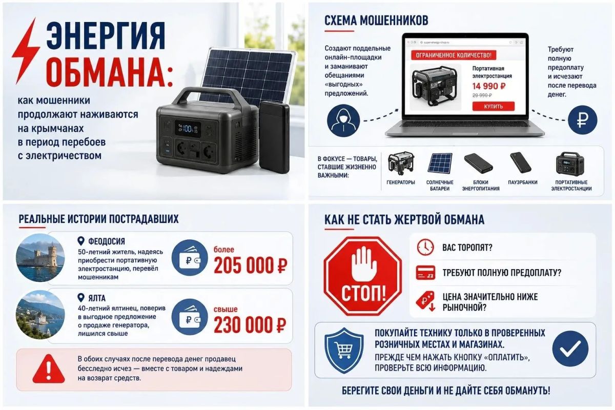 Как мошенники продолжают обманывать крымчан в период перебоев с электричеством