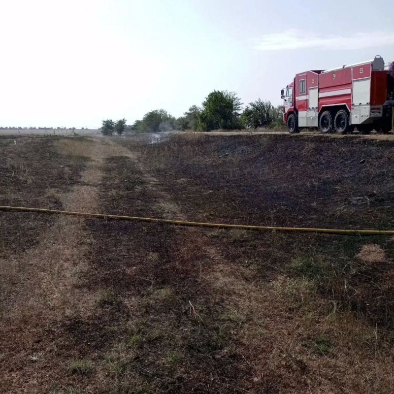 Ликвидация возгорания сухой травы в Раздольненском районе