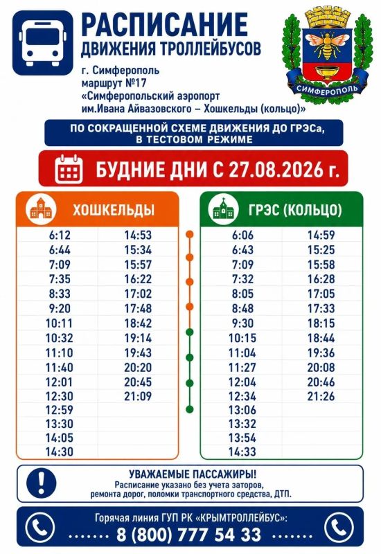 В Симферополе возобновляется движение троллейбусов маршрута № 17 В Симферополе возобновляется движение троллейбусов маршрута № 17