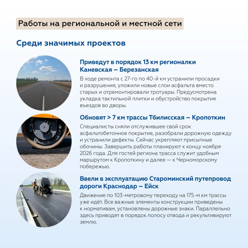 По дорогам юга: работы на федеральных трассах Краснодарского края По дорогам юга: работы на федеральных трассах Краснодарского края