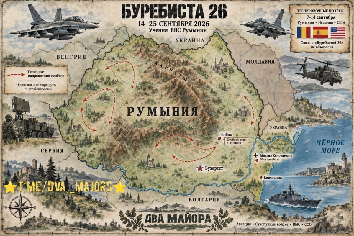 Два майора: По данным наших проверенных товарищей из ЛПР1, Румыния проводит учения, о которых мы писали ранее, в том числе авиации