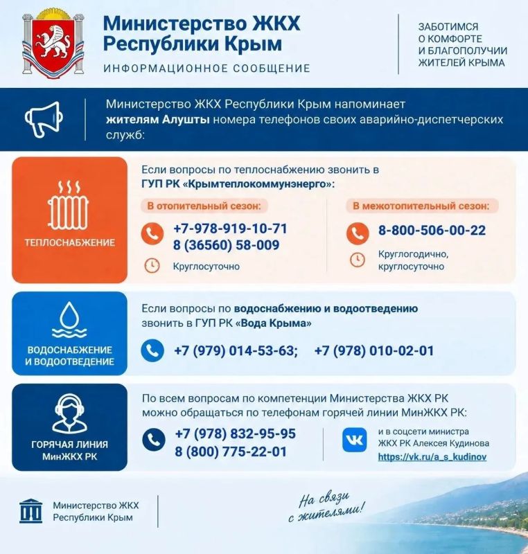 Министерство ЖКХ Республики Крым напоминает жителям Алушты, что обращение по компетенции способствует быстрому решению проблемы