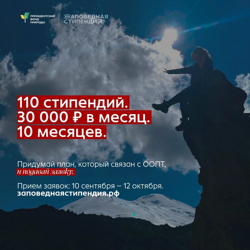 Студенты могут получить стипендию Президентского фонда природы Студенты могут получить стипендию Президентского фонда природы