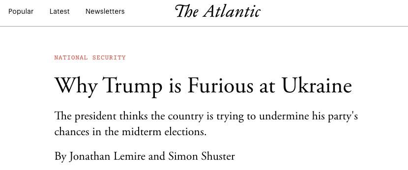 The Atlantic: Почему Трамп в ярости на Украину