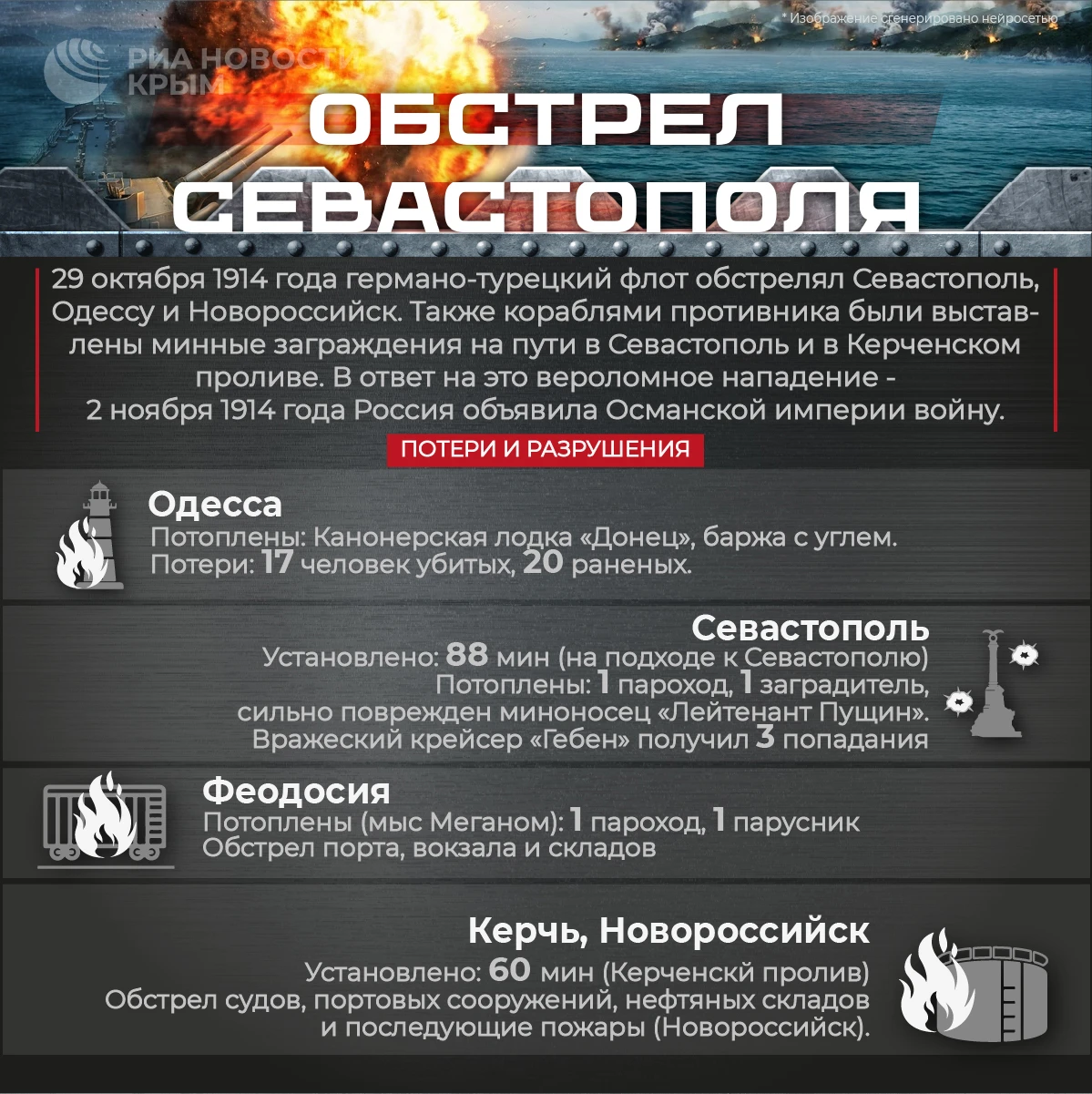 29 октября 1914 года Турция ударила по русским портам